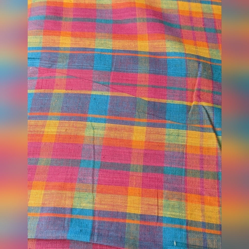 Bright Plaid Fabric Multicolor Cotton Blend Craft Sewing, 3yds, Material, S1-L